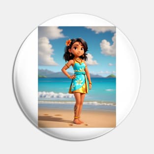 Hawaiian Girl Sticker #1 Pin