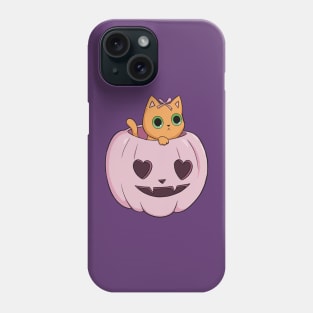 pink pumpkin orange cat heart halloween coquette dollette Phone Case