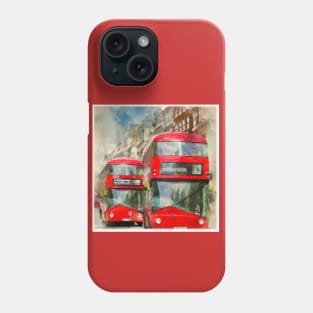 Double Decker Bus Watercolor Phone Case