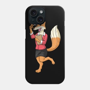 Beautiful fox as a secretary with glasses & notebook Phone Case