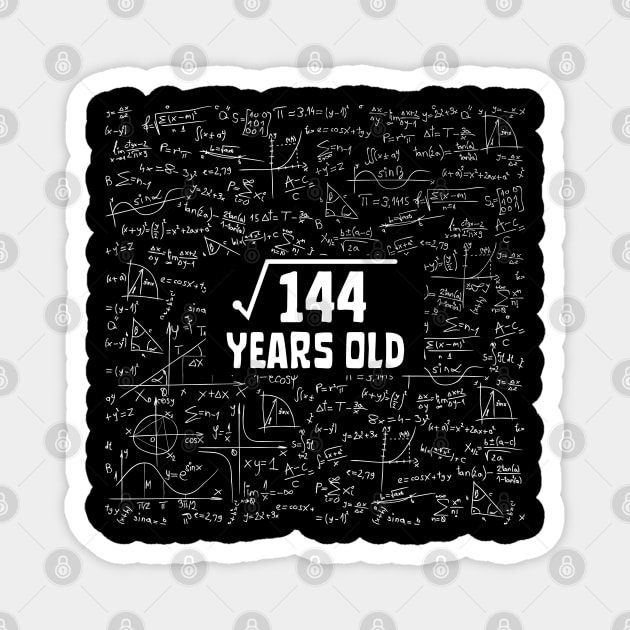 Square Root Of 144 12th Birthday, 12 Year Old Math Lover Gift Magnet by JustBeSatisfied