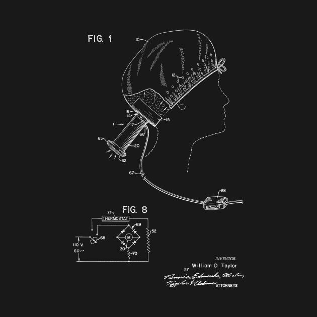 Portable Hair Dryer Vintage Patent Hand Drawing by TheYoungDesigns