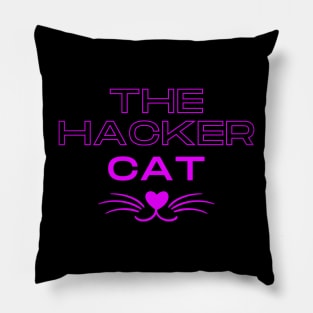 The hacker cat design with whiskers Pillow