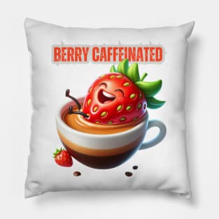 Strawberry Espresso Delight - Berry Caffeinated Morning Tee Pillow