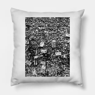 Black and White Gum Wall, Photography, Seattle, USA, America Pillow