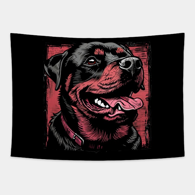 Retro Art Rottweiler Dog Lover Tapestry by June Sixteen