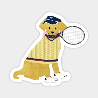 Preppy Golden Retriever Tennis Dog Magnet