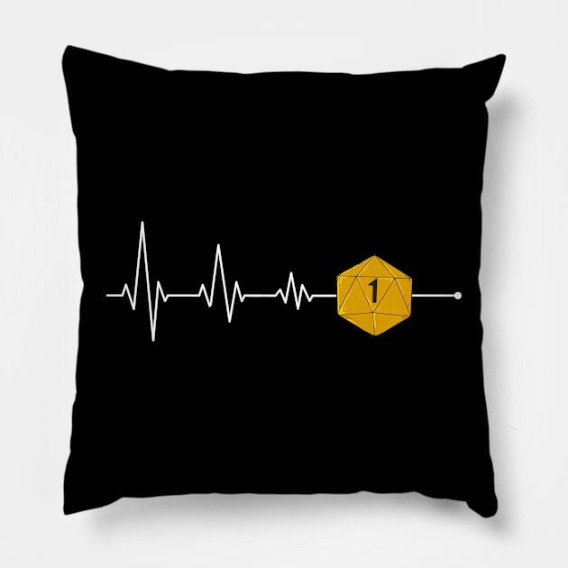 Tabletop Pen and Paper RPG Heartbeat EKG D20 Dice Pillow by MGO Design