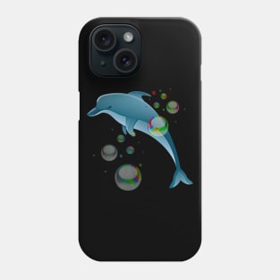 Cute and Funny Dolphin Fish with Bubbles Phone Case