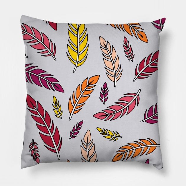 Red, Orange, and Yellow Feathers Pillow by HLeslie Design