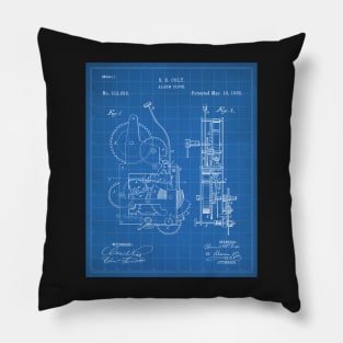 Alarm Clock Patent - Clockmaker Chronometer Art - Blueprint Pillow