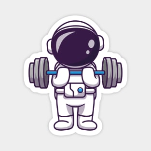 Cute Astronaut Lifting Dumbbell Magnet
