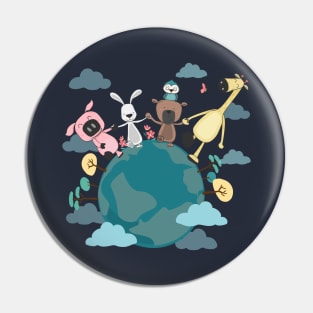 group animals holding hands on earth Pin