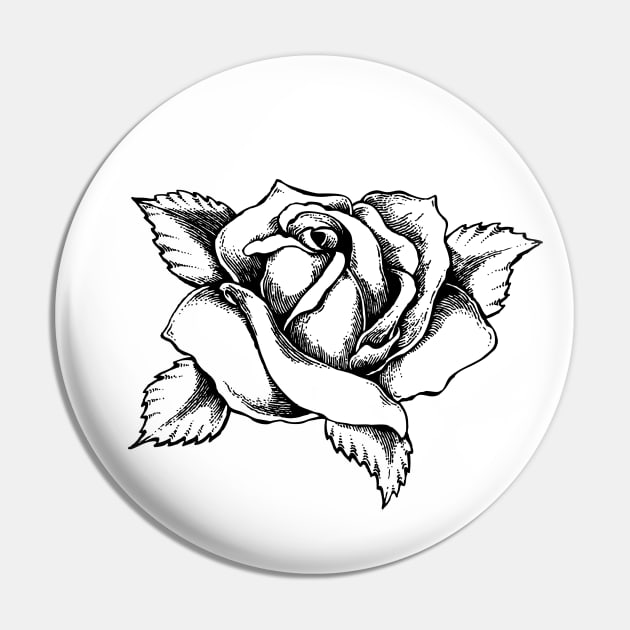 Black rose design Pin by LemonBox