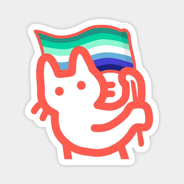 owie waving a gay pride flag Magnet by owiebrainhurts