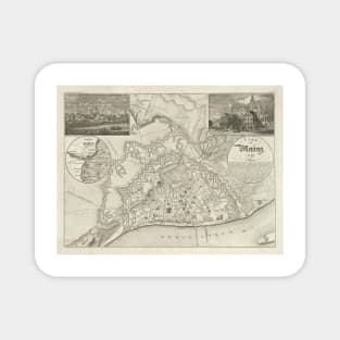 Old Mainz Germany Map (1860) Vintage Rhineland-Palatinate City & Street Atlas Magnet