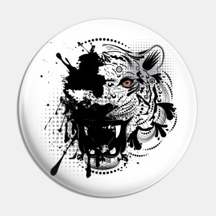 Ornamental Tiger Portrait in BW Pin