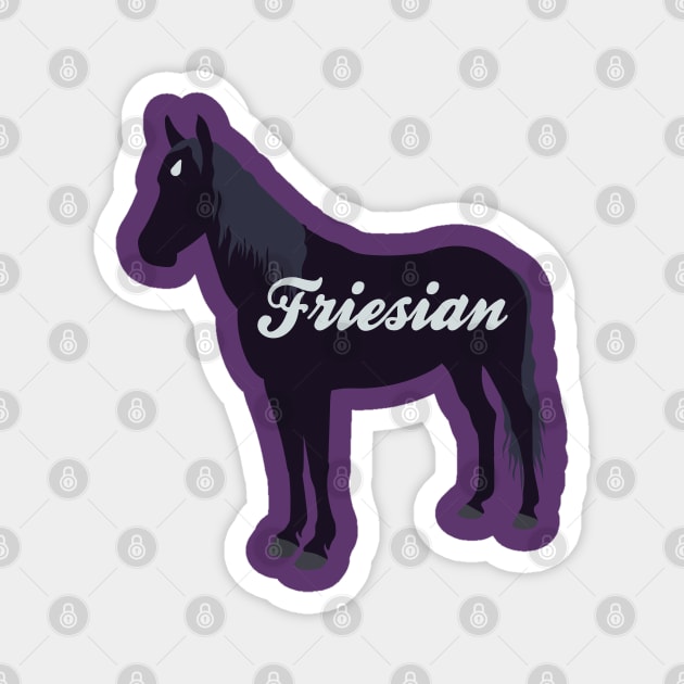 Blue Black Minimal Friesian Horse Silhouette Magnet by Nuclear Red Headed Mare