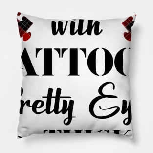 Autism Mom With Tattoos Pretty Eyes Pillow