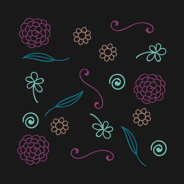 Floral Wine Pattern | Black by planetary