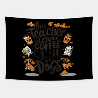 Loves Coffee Comic Books And Dogs Tapestry