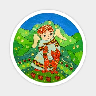 Angel with cat christmas decor Magnet