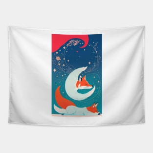 Beauty Floral Flower Fox Yoga Tapestry