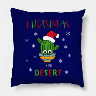 Christmas In The Desert - Cactus With A Santa Hat In A Bowl Pillow