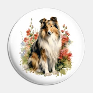 Shetland sheepdog Collie Watercolor Pin