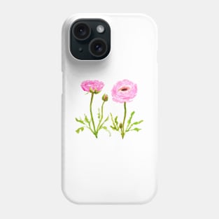 2 pink  ranunculus flowers Phone Case