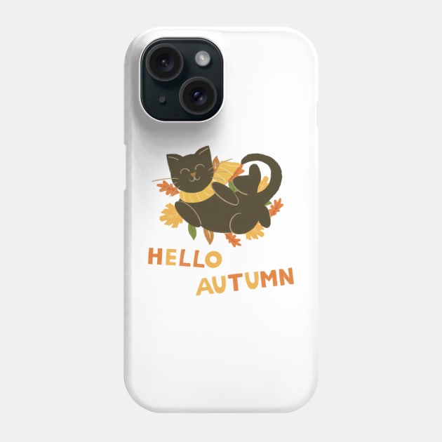Hello Autumn cat Phone Case by AbbyCatAtelier