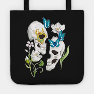 Flower and Butterfly and Skull Tote