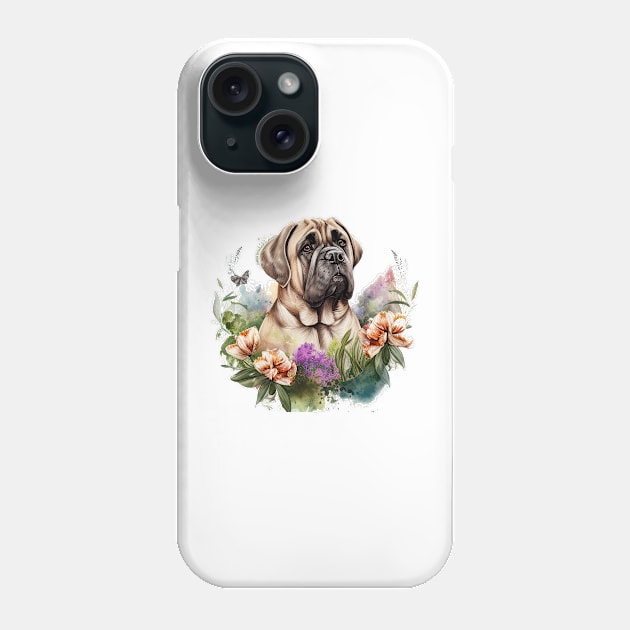 Bull Mastiff Floral Phone Case by Mixtgifts