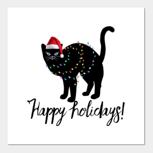 Christmas Cat Happy Holidays Tshirt Christmas Gifts Posters