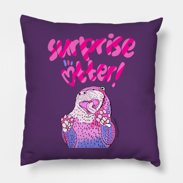 Surprise Otter! Pillow by marv42