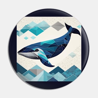 Geometric Whale Art Pin