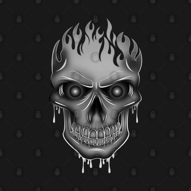 Flame Skull - Silver by adamzworld