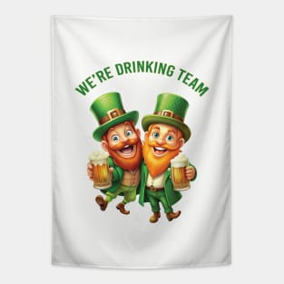 We're Drinking Team: Leprechaun Hug Cheers Tapestry