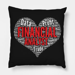 Financial Analyst Heart Shape Word Cloud Design graphic Pillow