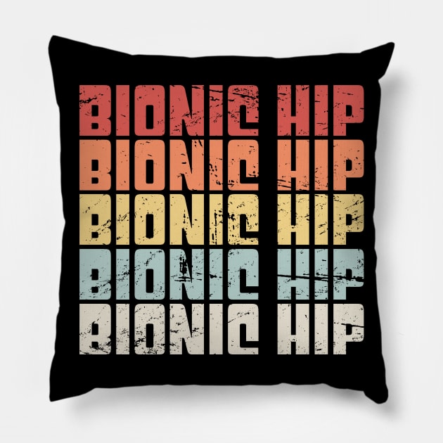 Retro Bionic Hip | Joint Replacement Hip Surgery Pillow by Wizardmode