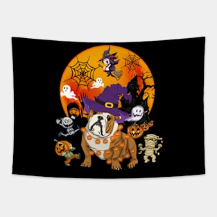 Bulldog Witch Funny Dog Halloween Tapestry