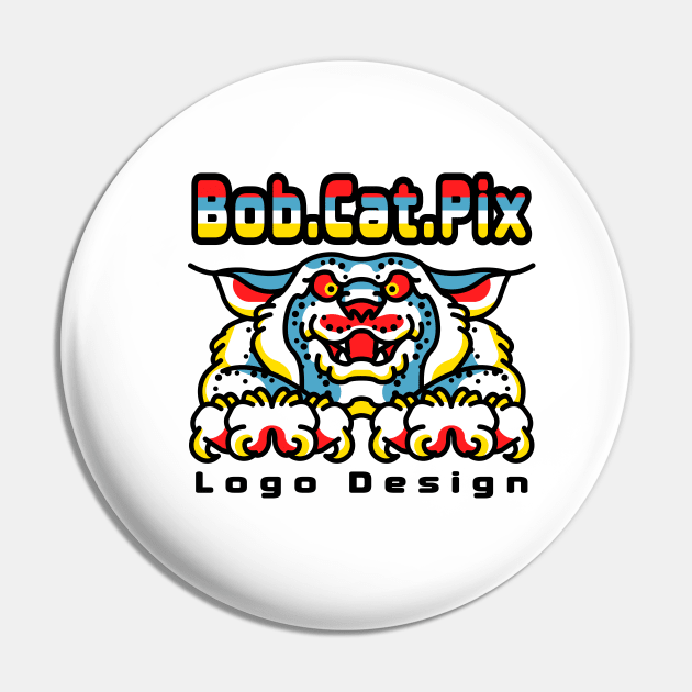 Bob.Cat.Pix Logo Design Pin by ManicMonkeyPix