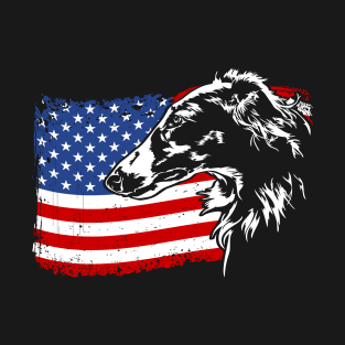 Borzoi Mom Dad American Flag patriotic dog T-Shirt