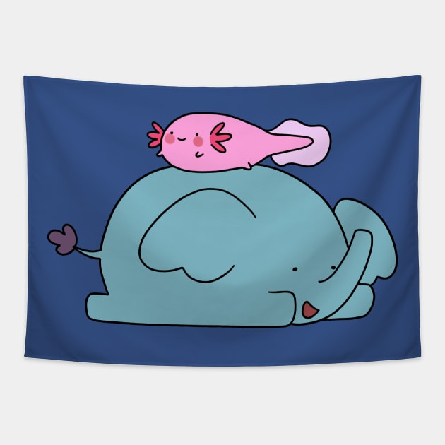 Axolotl and Elephant Tapestry by saradaboru