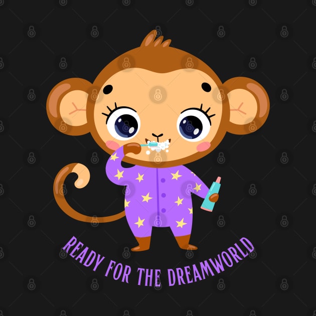 Ready for the dream world Hello little monkey in pajamas washing teeth cute baby outfit by BoogieCreates