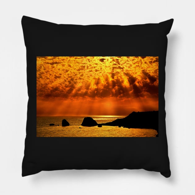 Sunset at Aphrodite's beach Pillow by Cretense72