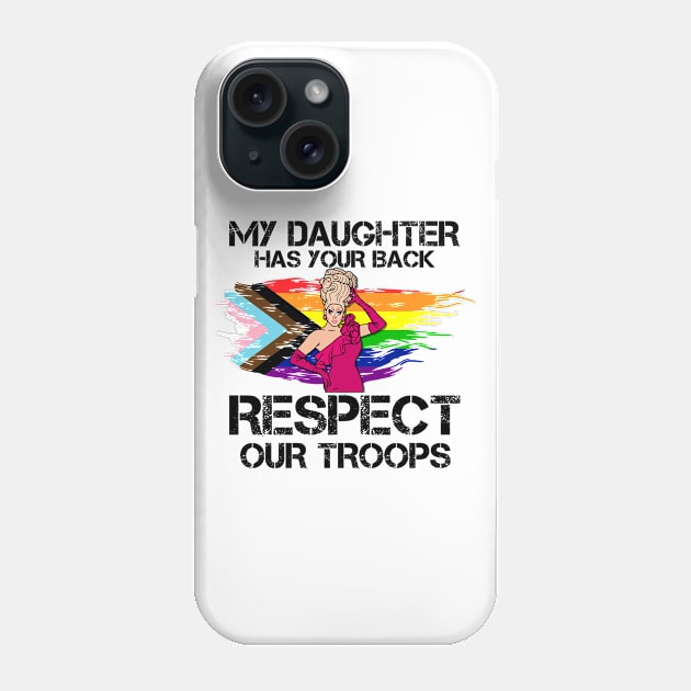 My Daughter Has Your Back, Respect Our Troops - Funny Drag Joke Phone Case by Football from the Left