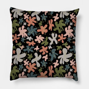 Floral Doodles on Black Pillow