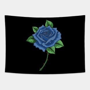 Blue Flower, Red Thorns Tapestry