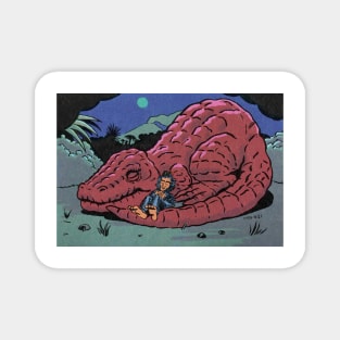 Sleeping Dinosaur and Moon Boy Magnet
